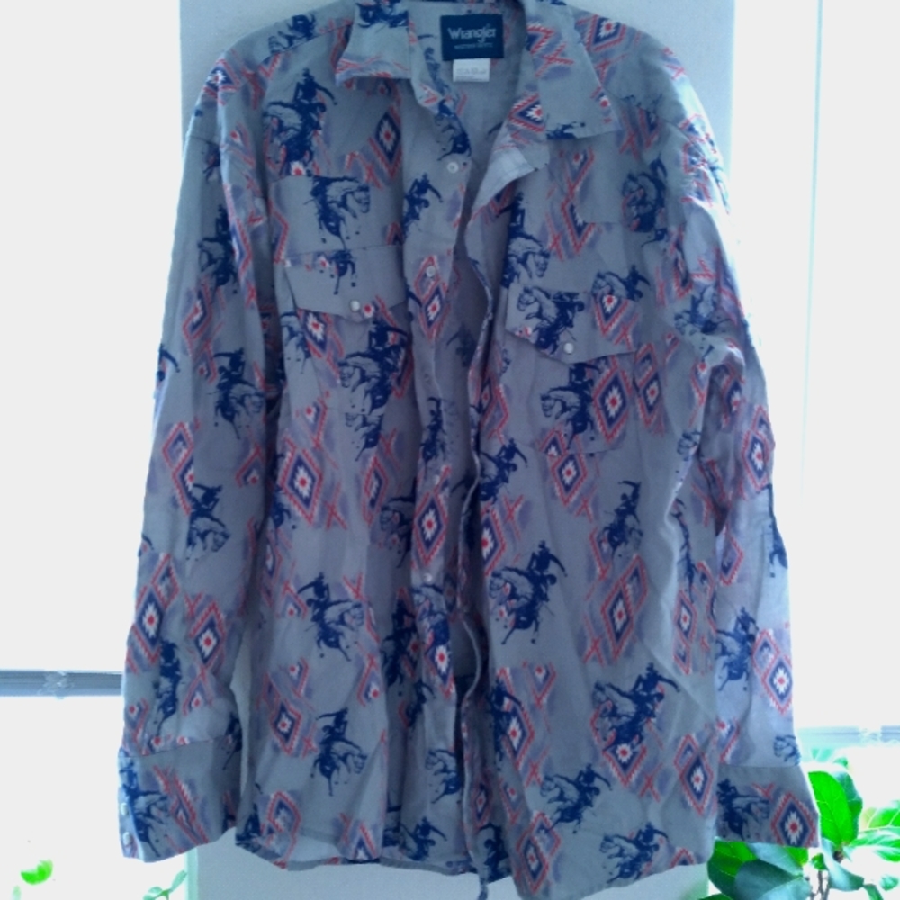 Wrangler western shirts cowboy print, XL blue